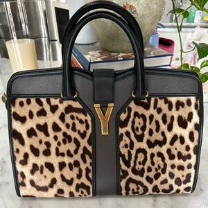 YSL Saint Laurent Cabas Chyc Medium Leopard Satchel *excellent*